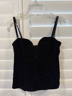 Black Velvet Bustier Top new without tags